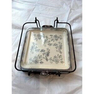 Temp-tations Presentable Ovenware Floral Lace Dish Handprinted Hand-crafts